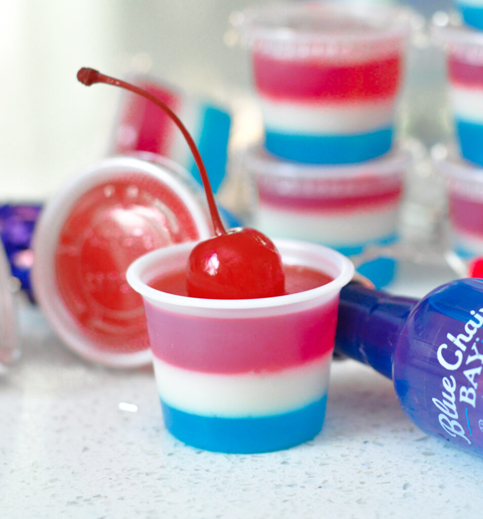 Red white and blue jello shots 