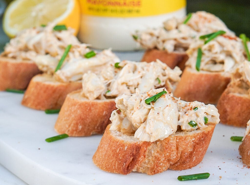 Crab Dip Recipe Crab Toast Crostini Appetizer Couple in the Kitchen