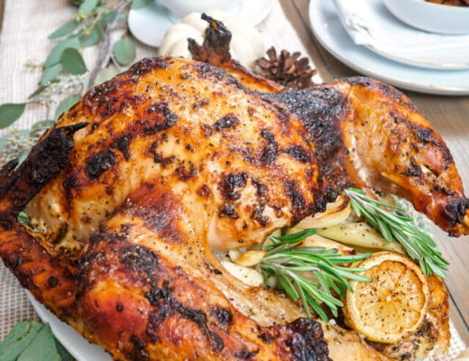 Mayonnaise roasted turkey for thanksgiving.