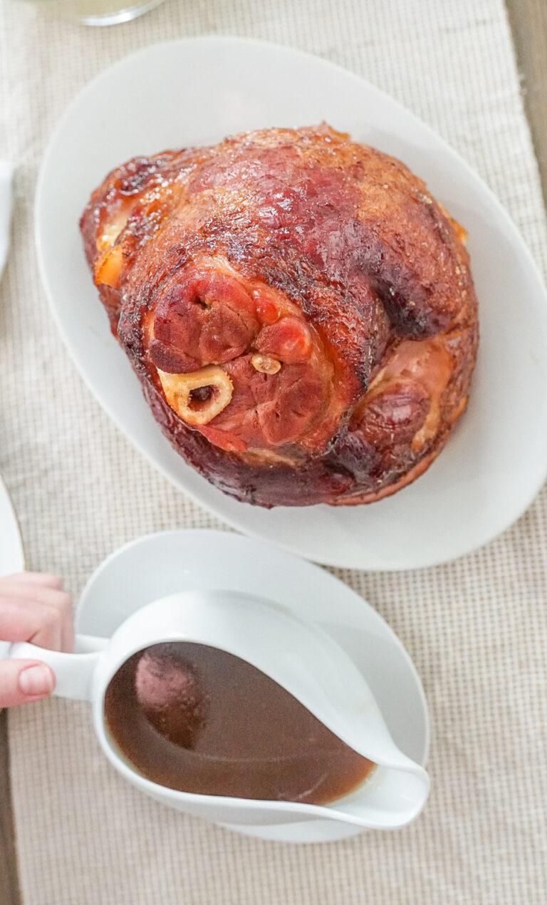 Ham with Ham Gravy Couple in the Kitchen