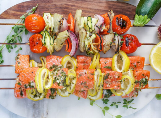 Grilled Salmon and Veggie Kabobs