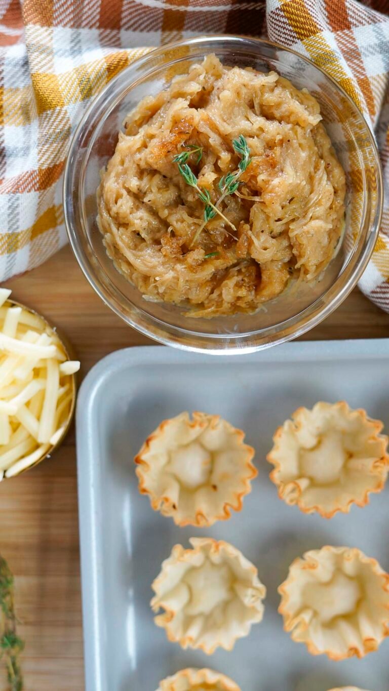 French Onion Tarts in Phyllo Shells Couple in the Kitchen