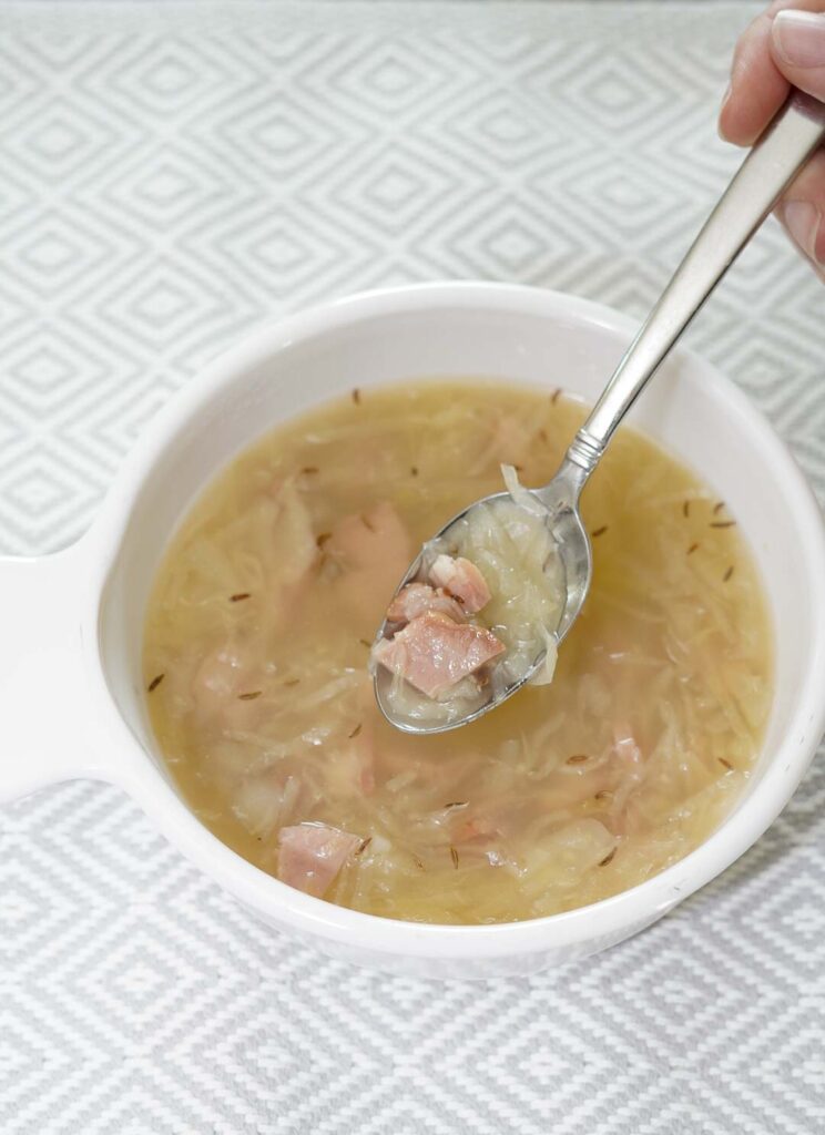 Reuben soup in a bowl