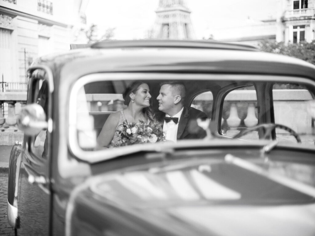 Couple in a vintage car