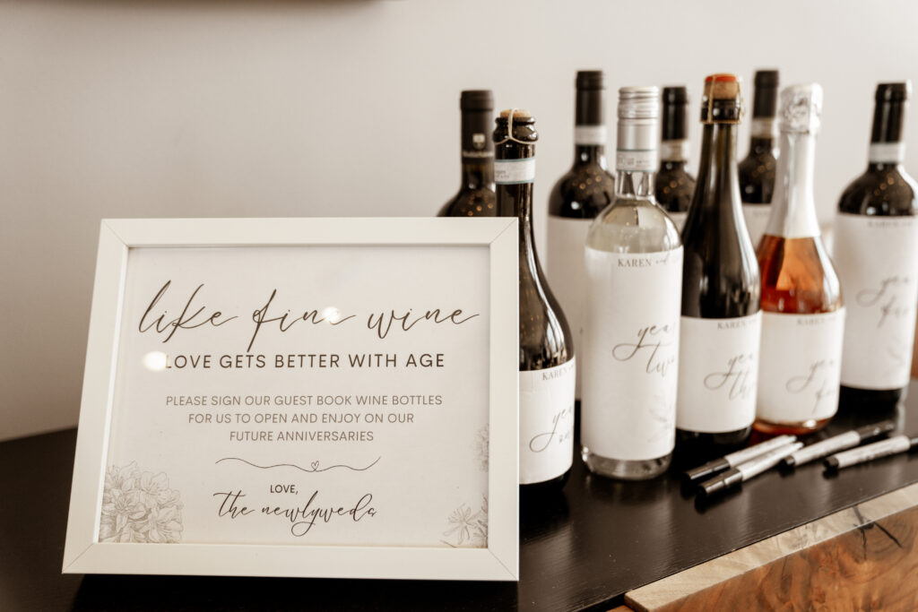 8 Personalised Kraft Effect Wedding Bottle Stickers – Wine, Champagne, Gin Labels (236)