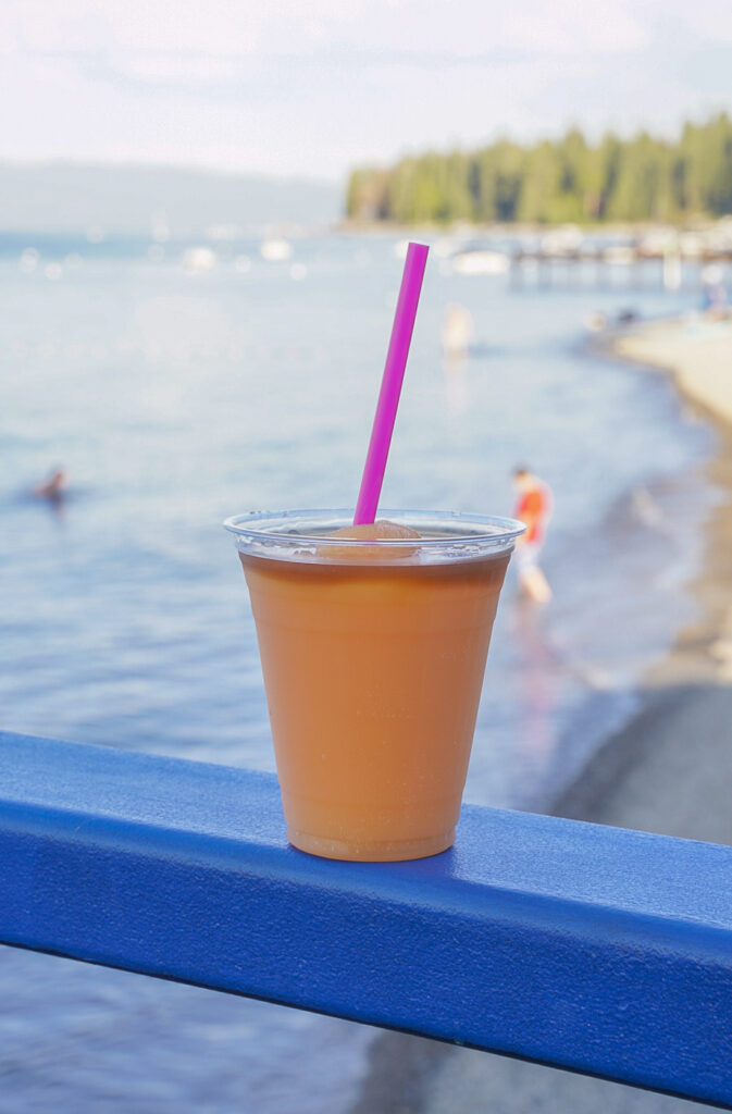 Chambers landing rum punch on the shores of a Lake Tahoe Beach Bar.