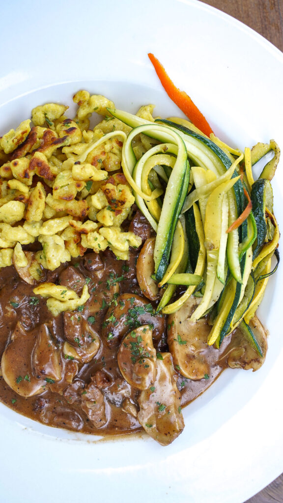 Veal and Spaetzle from a Lake Tahoe Restaurant.