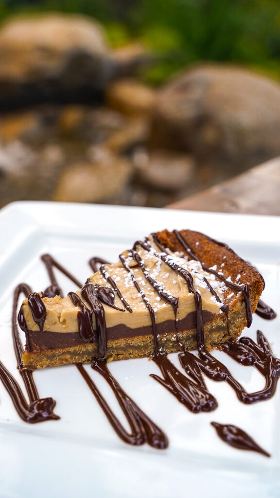 Peanut butter pie on a Lake Tahoe Restaurant patio.