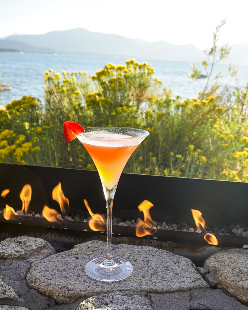 Craft cocktail on Lake Tahoe Patio.