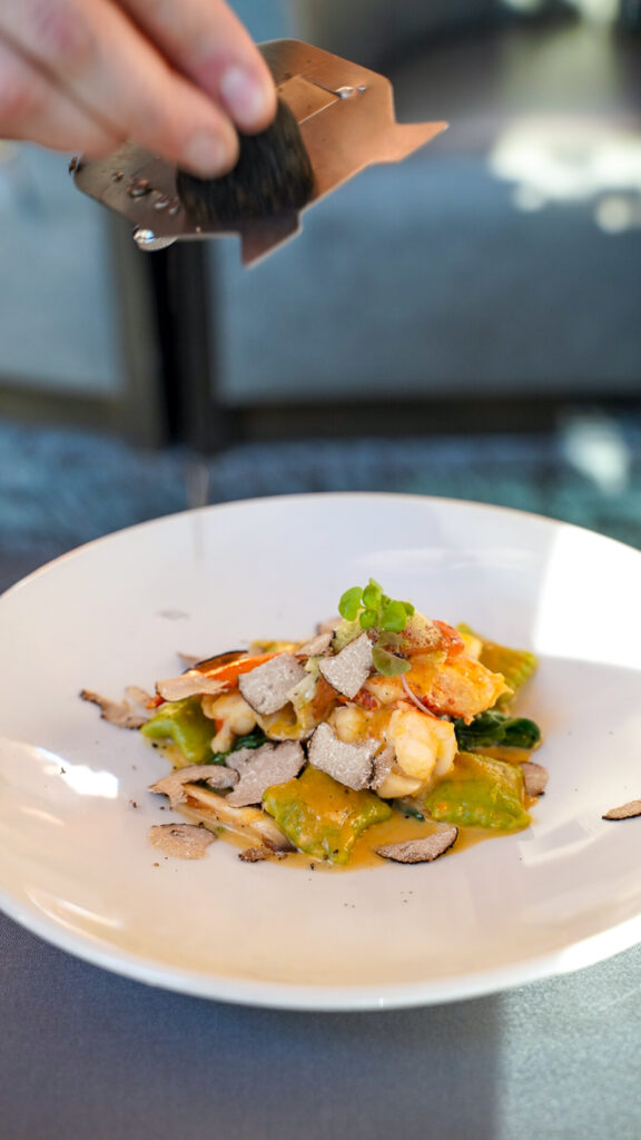 Shaved truffles over lobster at a Lake Tahoe Fine Dining Restaurant.