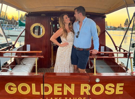 Couple on a Lake Tahoe Boat Cruise Wine Tasting