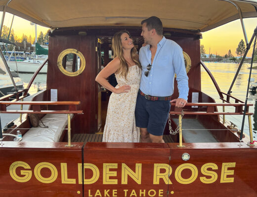 Couple on a Lake Tahoe Boat Cruise Wine Tasting