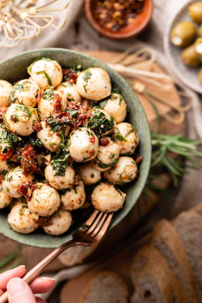 Marinated Mozzarella Balls.