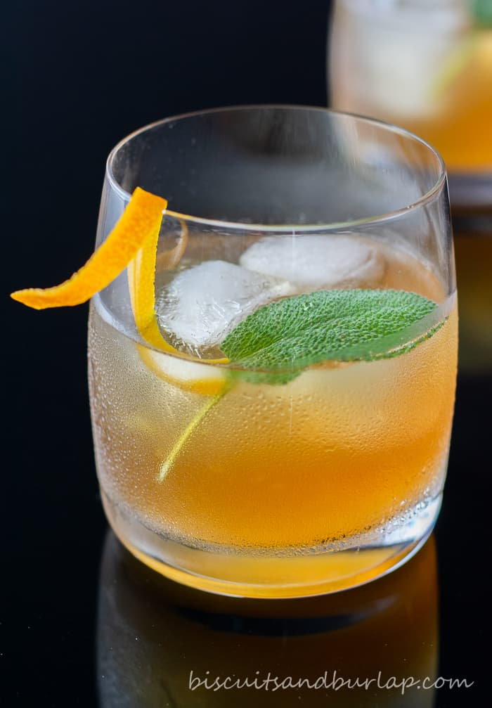 Bourbon cocktail with honey and sage.