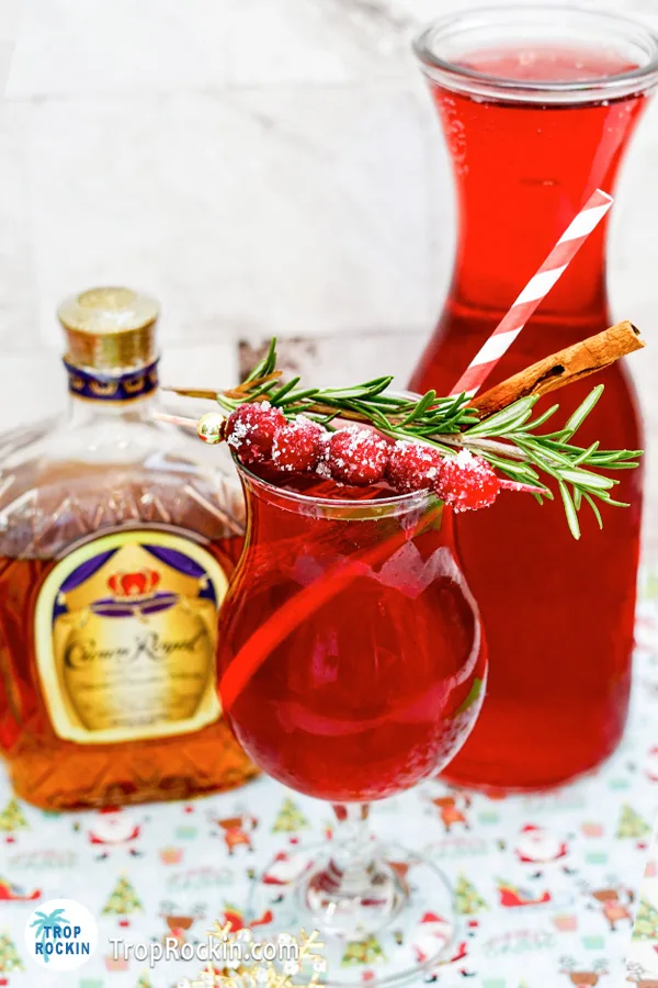 Cranberry rosemary bourbon cocktail.
