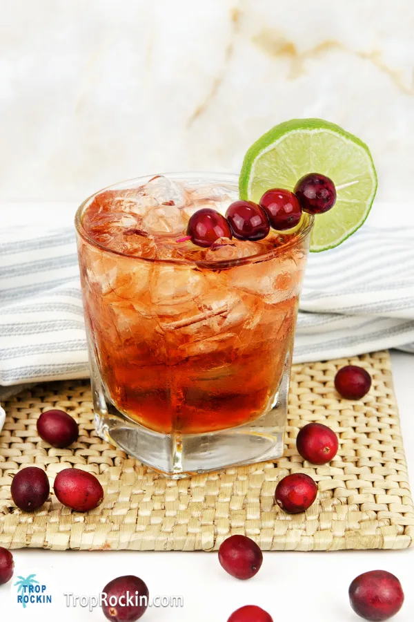 Crown and Cranberry Whiskey Christmas Drink.