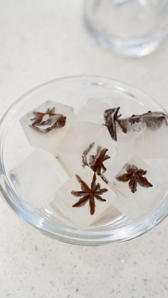 Ice cube with star anise.