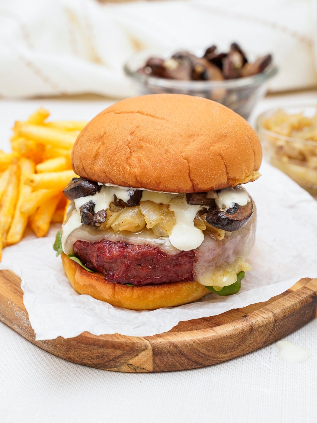 The Ultimate Mushroom Swiss Burger Recipe Couple in the Kitchen