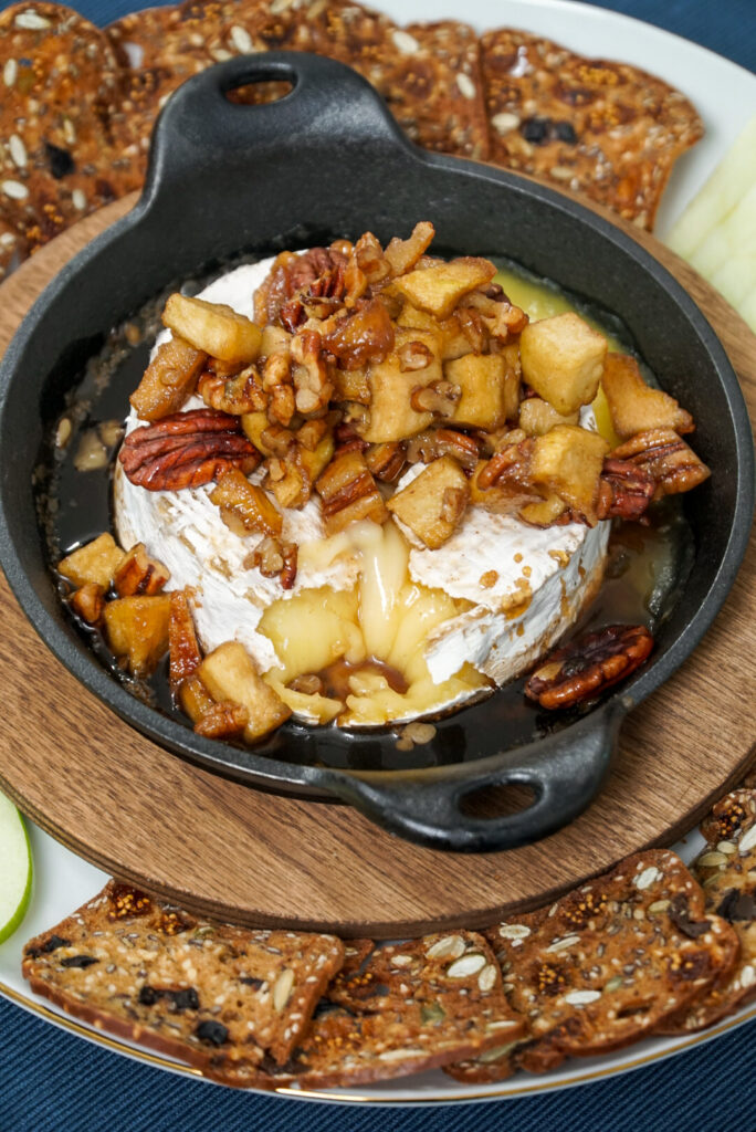 Baked Brie With Apples and Pecans.