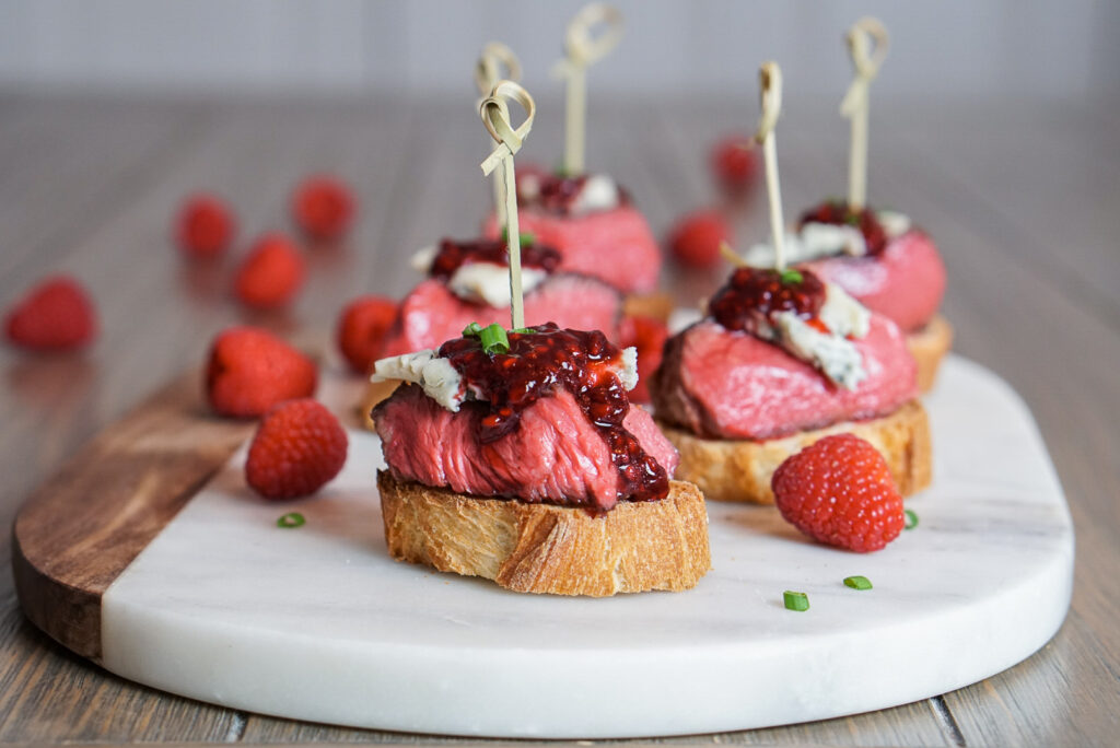 Steak Bites with Raspberry.