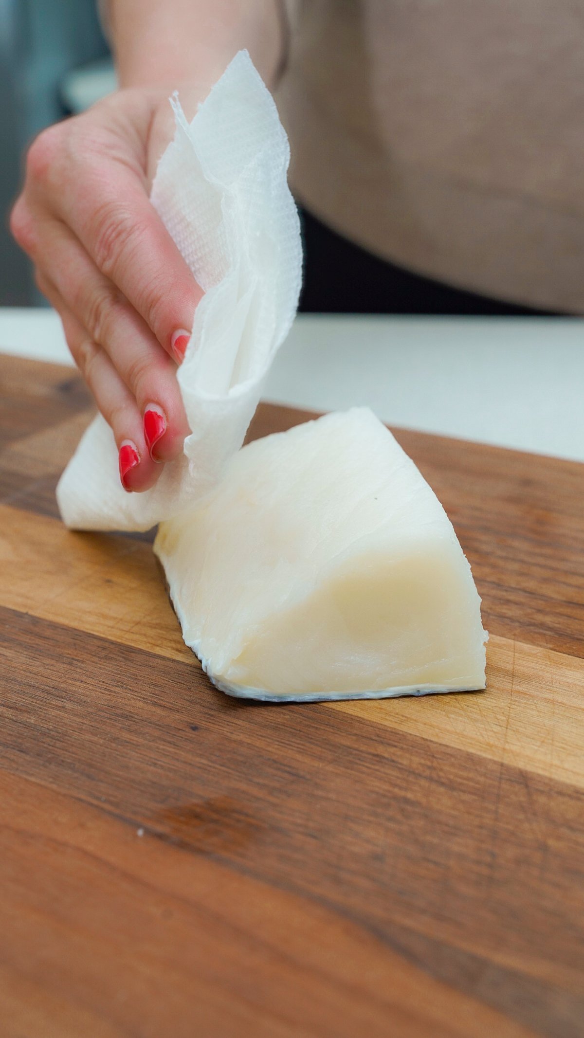 Sauteed Sea Bass with Romesco Sauce Couple in the Kitchen