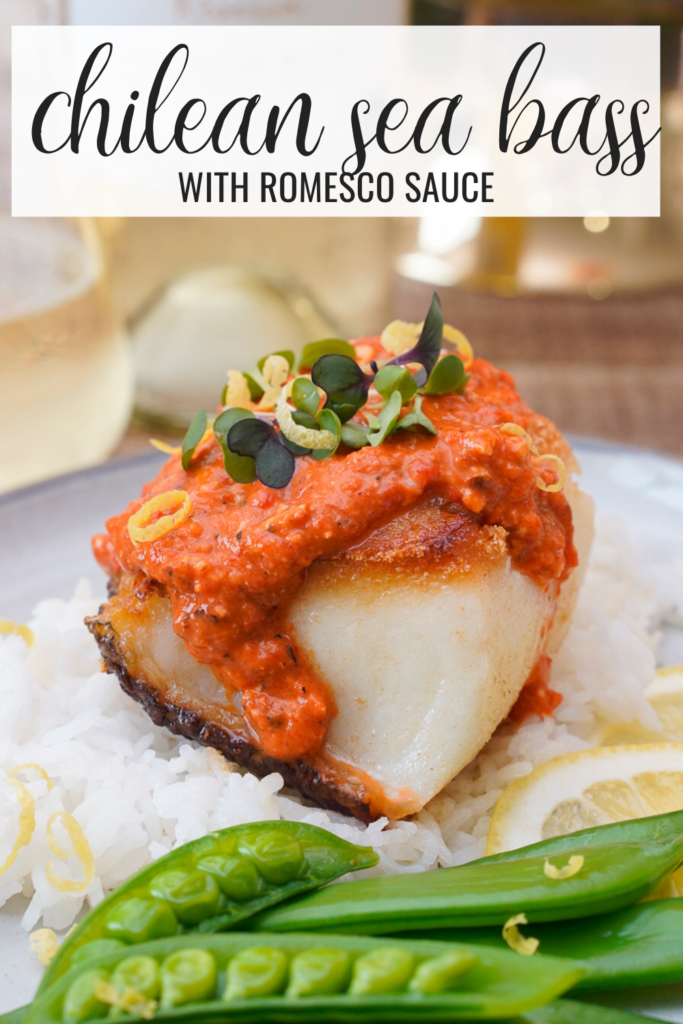 Sauteed Sea Bass with Romesco Sauce.