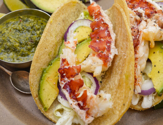 Lobster taco with citrus slaw.