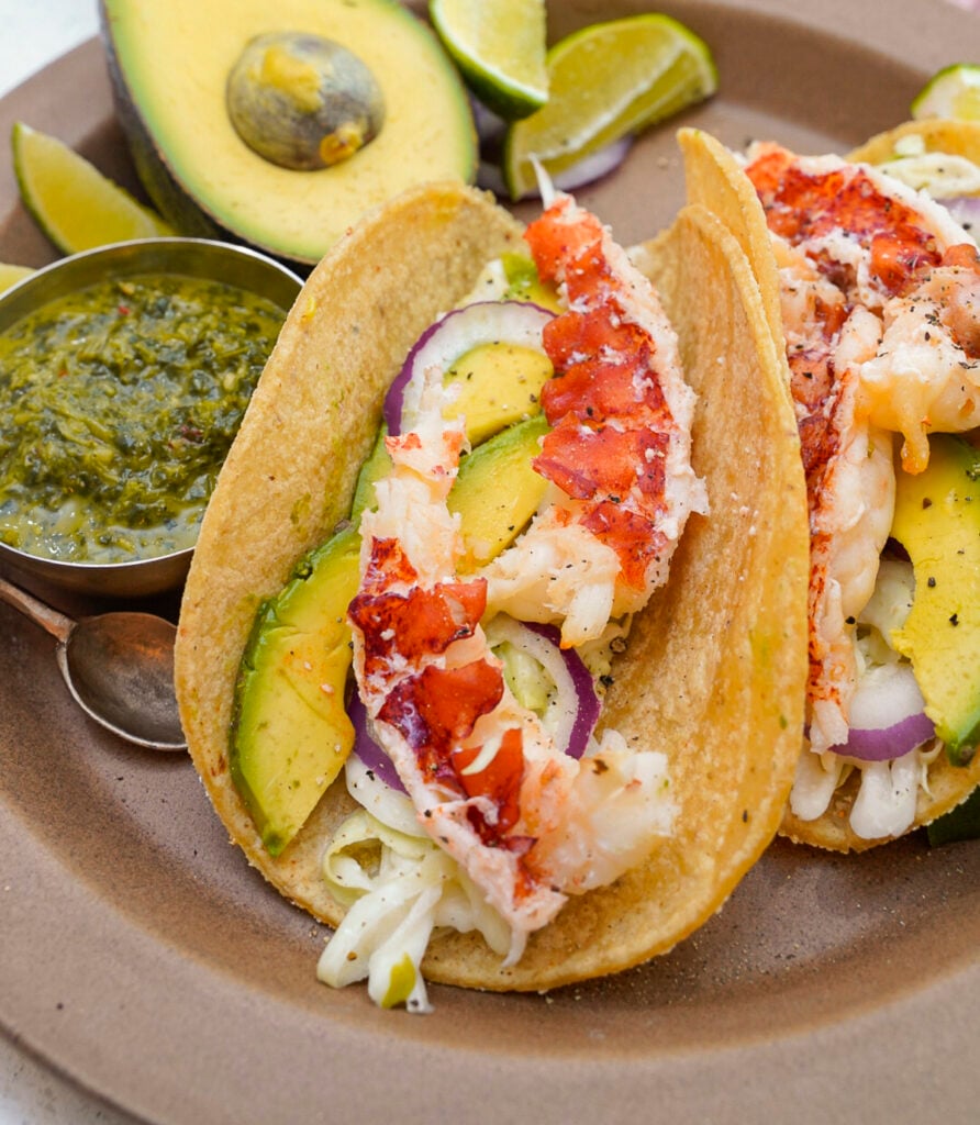 Lobster Taco Recipe with Homemade Citrus Slaw Couple in the Kitchen