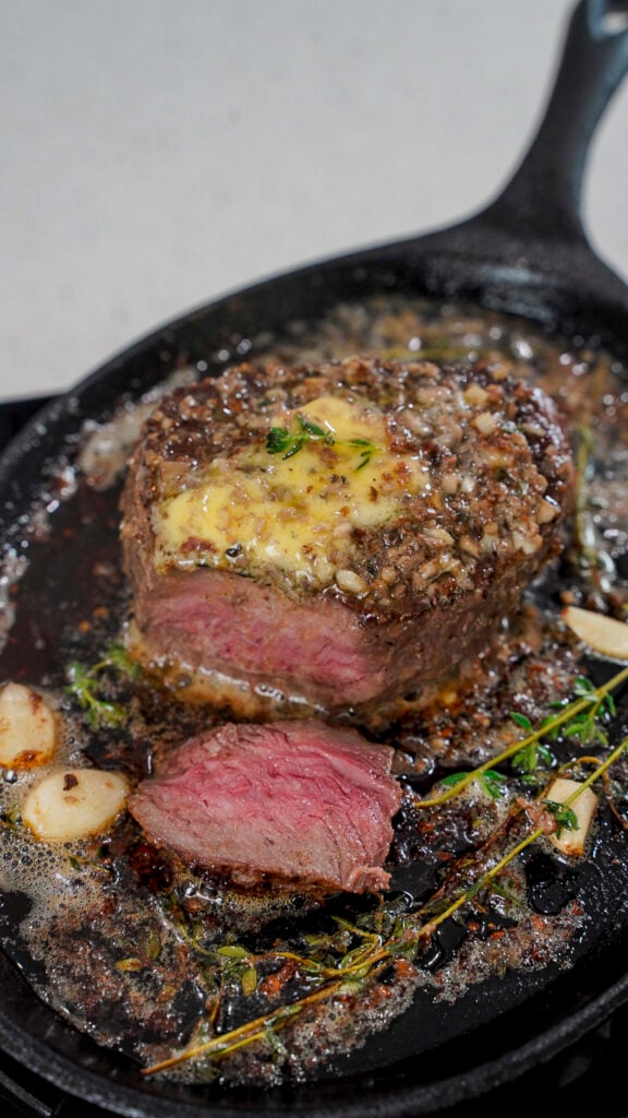 Mushroom Garlic Butter Recipe for Steak Couple in the Kitchen