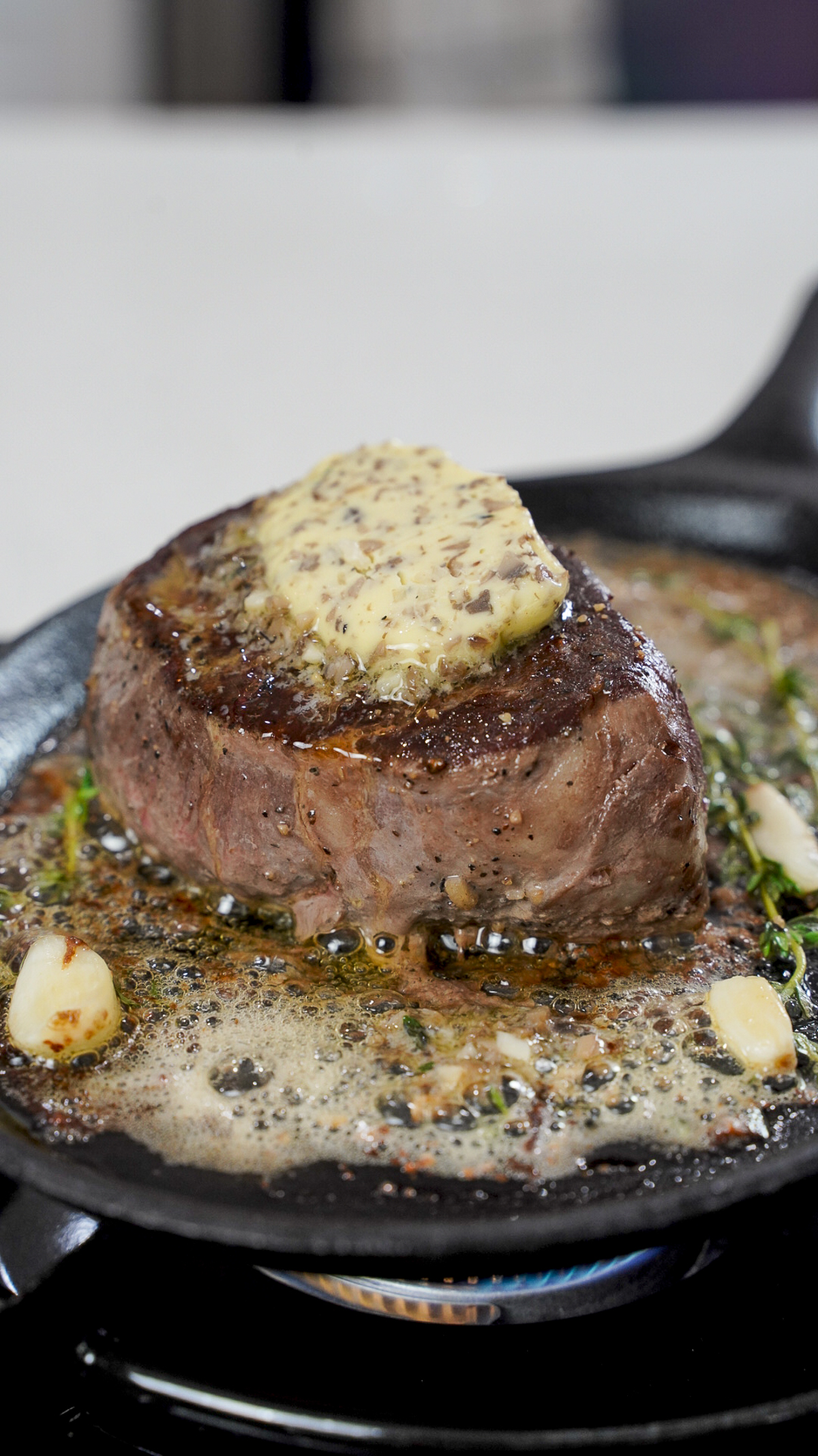 Mushroom Garlic Butter Recipe for Steak Couple in the Kitchen