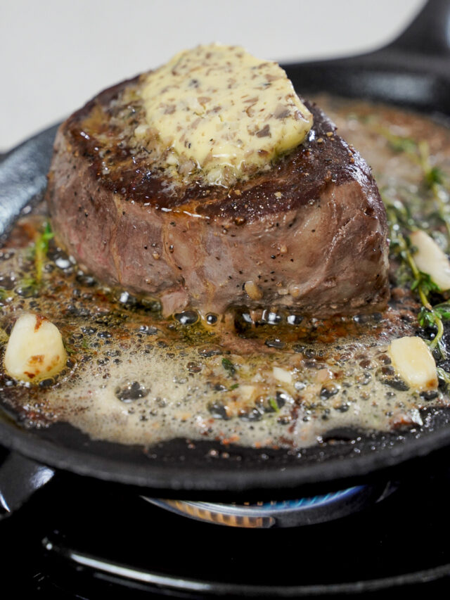 Mushroom Garlic Butter Recipe for Steak Couple in the Kitchen