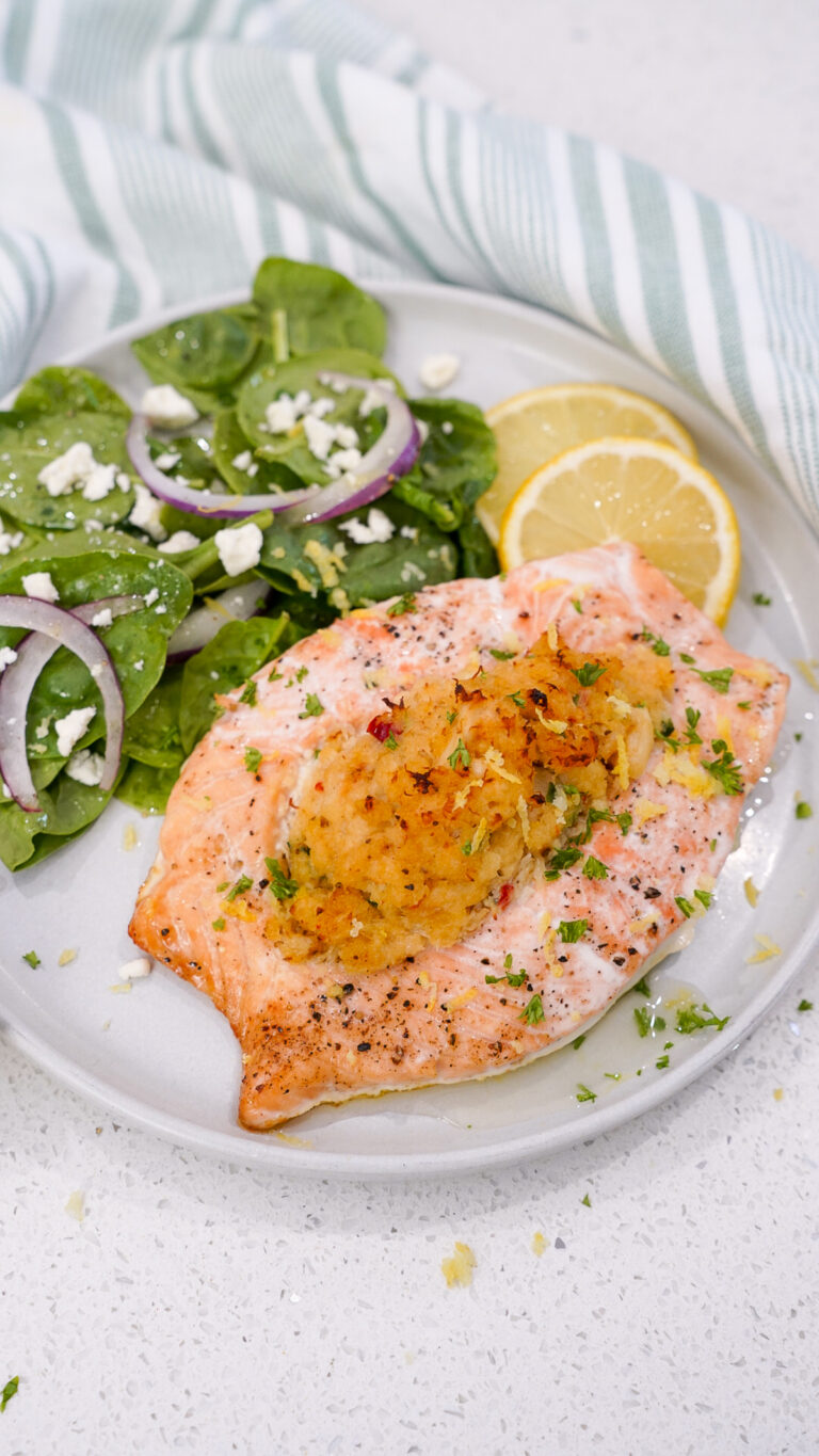 The Easiest Crab Stuffed Salmon Recipe (Genius Hack!) | Couple in the ...