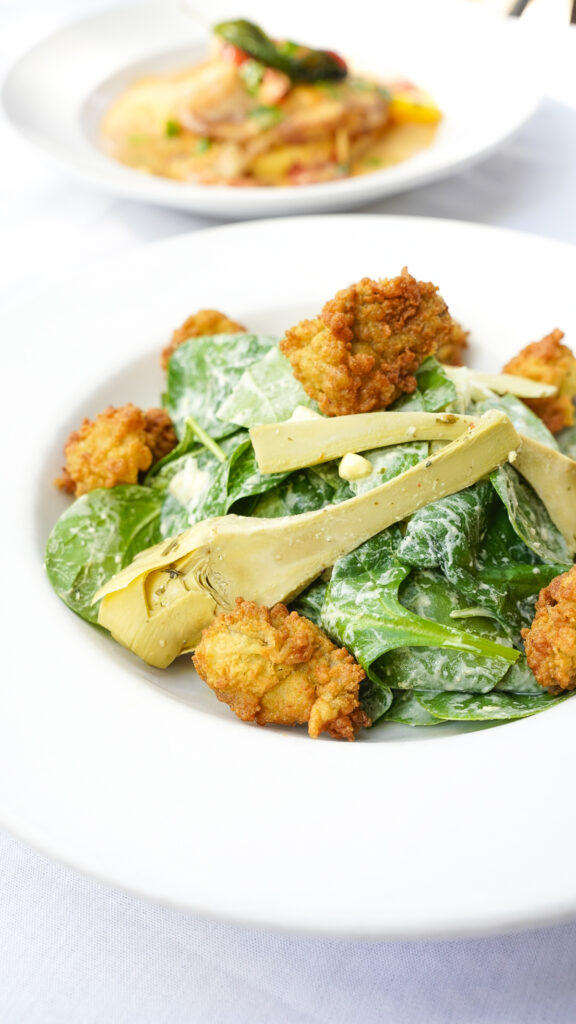 Fried oyster salad some of the best seafood in myrtle beach.