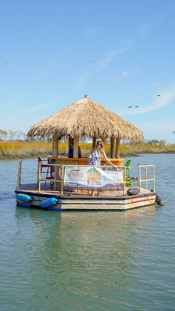 Myrtle beach in fall cruisin tiki boat at sea