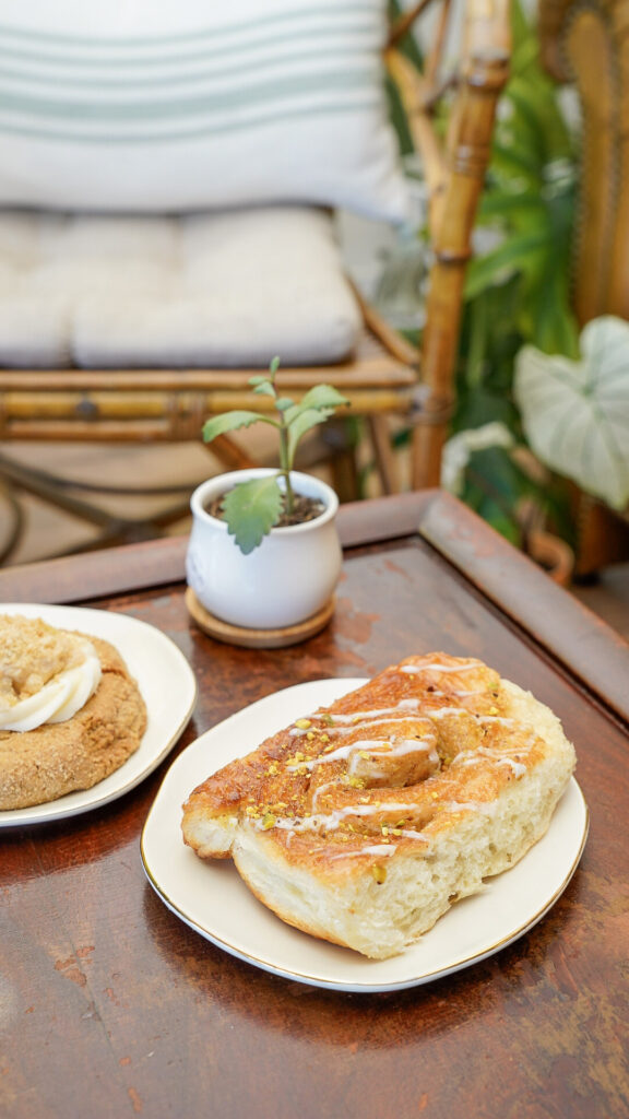 pistachio sticky bun and cookie