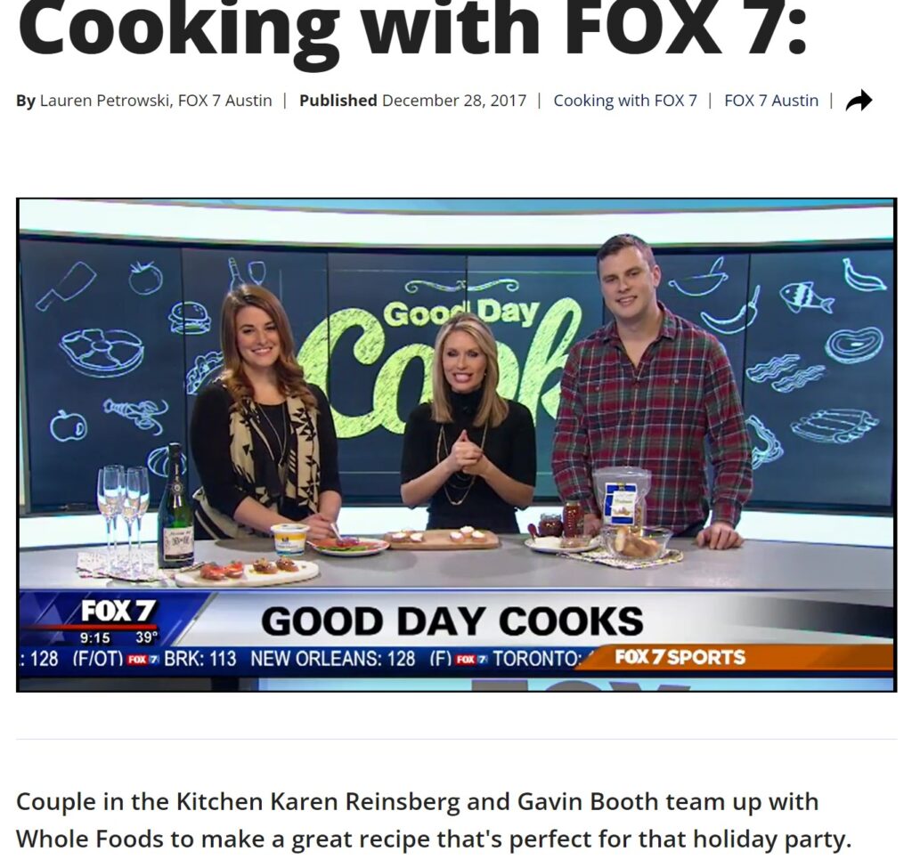 Television News Cooking Talent Couple in the Kitchen at the Fox 7 News Desk.