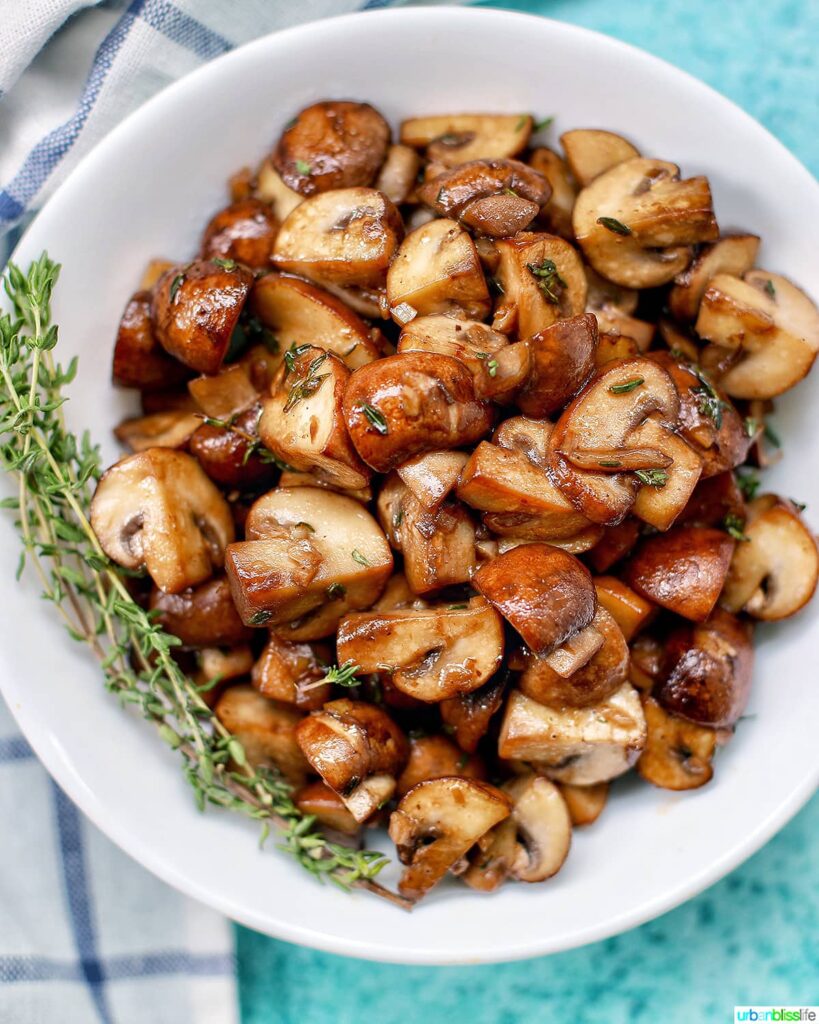 Marsala mushrooms in a bowl.