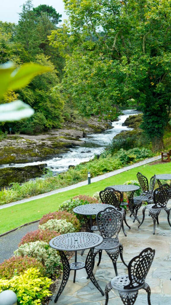 Patio at Sheen Falls Lodge, one of the best hotels in Ireland for Couples.