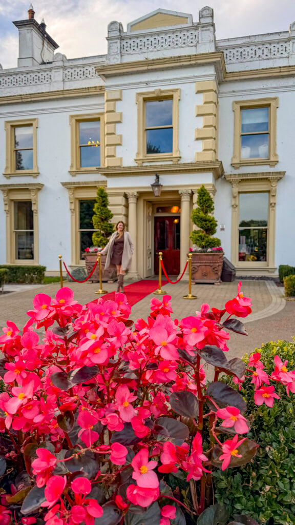 Woman outside Galgorm, the best spa resort in Ireland  for couples.