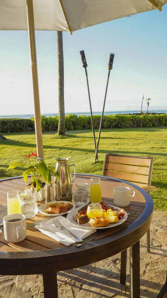 Breakfast for two on the shore at the Kahala Resort.