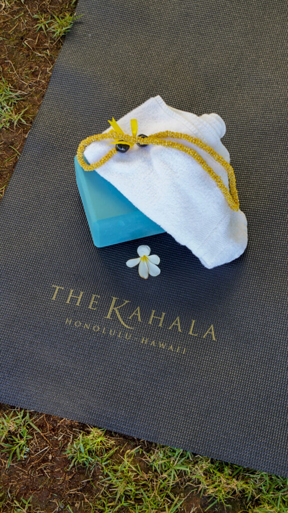 Yoga mat from the Kahala Resort beachfront yoga class.