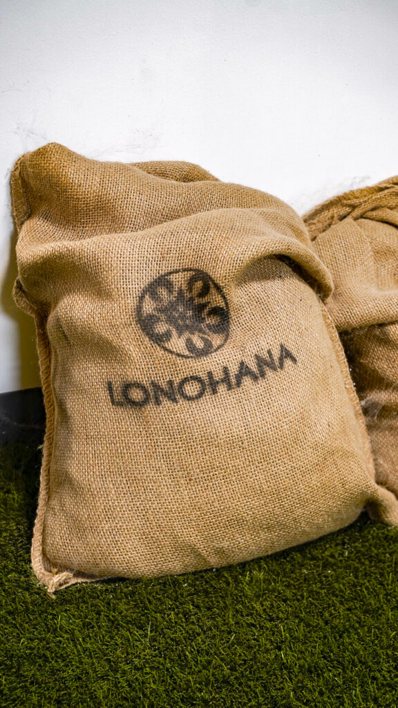 A bag of cacao from Lonohana chocolate factory.