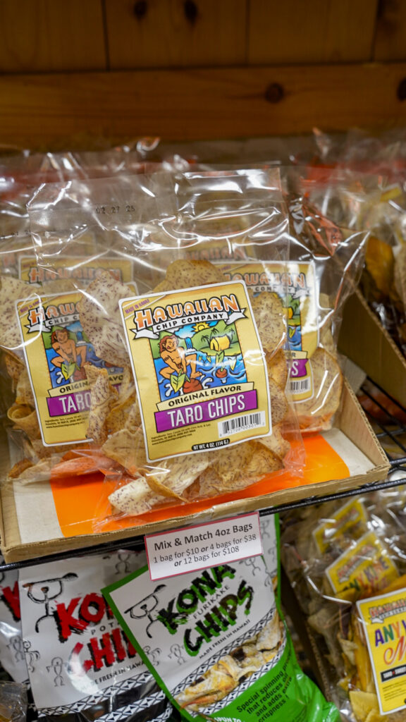 Taro chips from the Hawaiian Chip Company.
