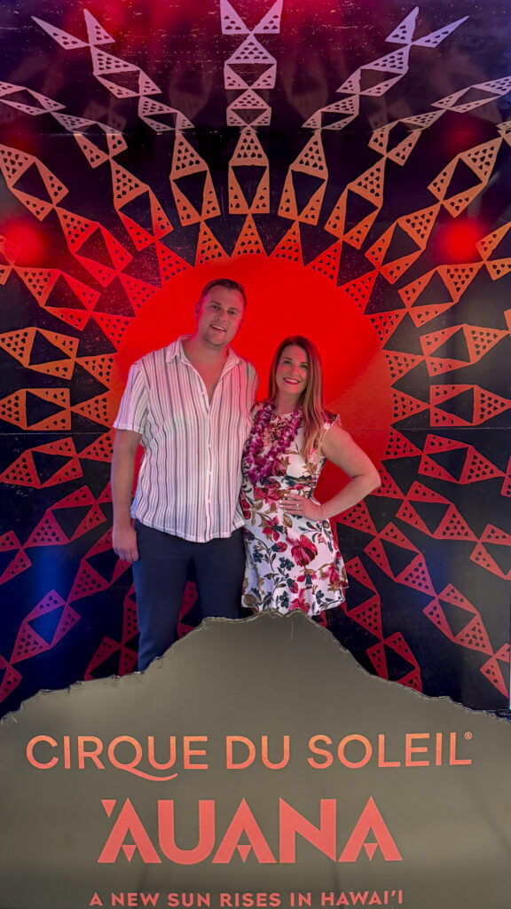 Couple at 'Auana Cirque Du Soleil in Waikiki, Hawaii.