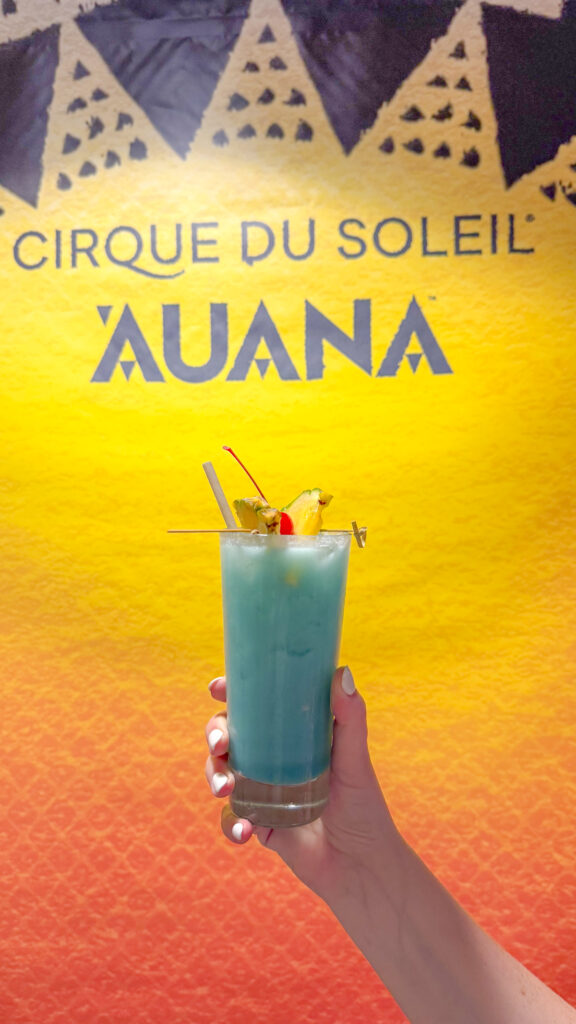 Blue Hawaiian cocktail at 'Auana Cirque Du Soleil in Waikiki, Hawaii.