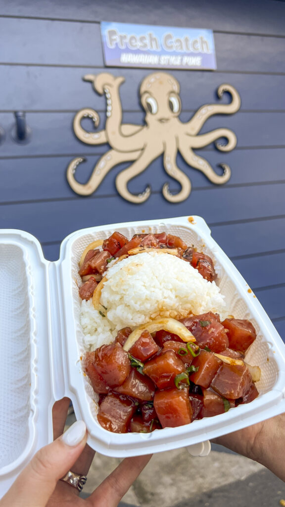 A plate of the best poke in Oahu, from Fresh Catch.