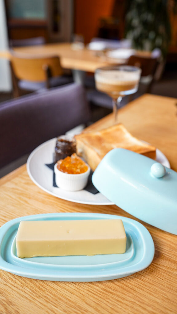 Foie gras in a butter dish at a romantic restaurant in Oahu, Hawaii.