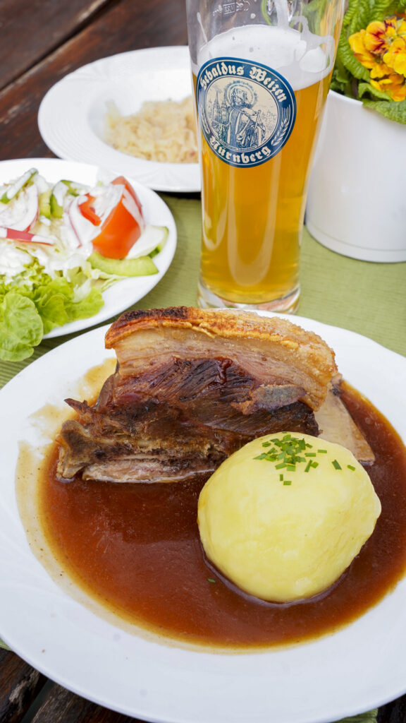 Crispy pork shoulder in Nuremberg, Germany.