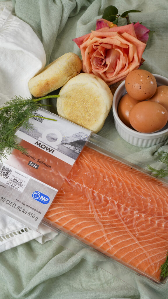 Salmon for a seared salmon eggs benedict recipe.