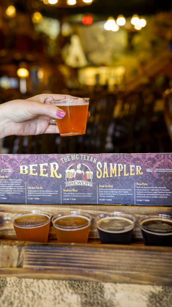 Beer flight from the Big Texan restaurant in Amarillo.